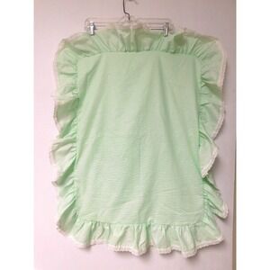 Vintage mint green pillow sham with ruffle and white  eyelet border    36" x 29"